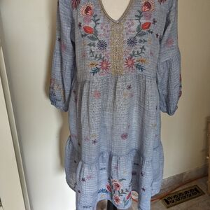 Johnny Was Lucy Embroidered Tiered Dress